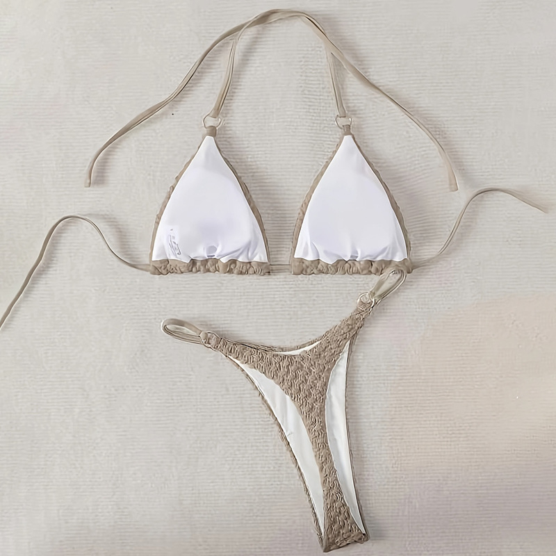 Moteriški dviejų dalių vieno peties bikini, siauras siluetas, poliesteris, su krūtinės pagalvėlėmis