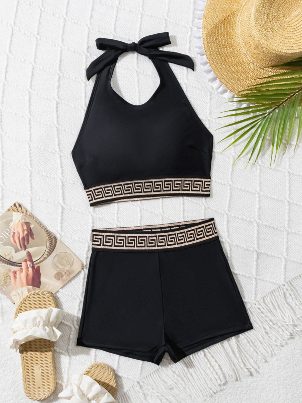 Ženski dvodijelni bikini set s jastučićima za dojke, otvorenim leđima, najlon tkanina, poliester podstava.