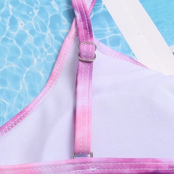 Ženski dvodijelni bikini kupaći kostim s motivom cartoon gradient, seksi otvorena leđa, visoka elastičnost, s umetkom za grudi