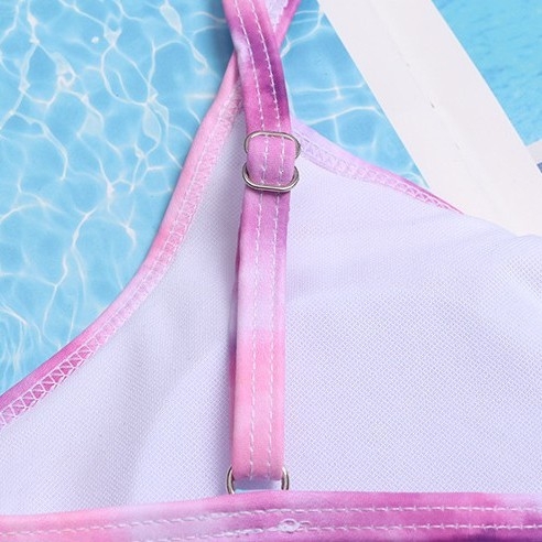 Ženski dvodijelni bikini kupaći kostim s motivom cartoon gradient, seksi otvorena leđa, visoka elastičnost, s umetkom za grudi