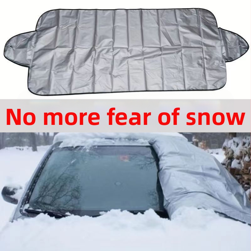 Kedi автомобилна снежна защита за предното стъкло - метализирано платно, увеличена и удебелена версия, отражателна, антизамръзваща, монтаж с вакуумни чашки