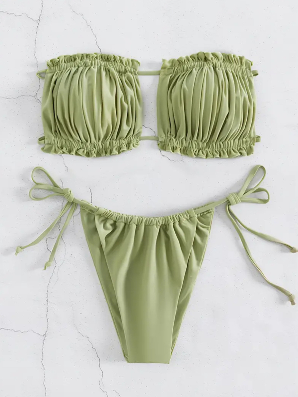 Ženski dvodijelni bikini set, otvorena leđa, s jastučićima u cupama, poliester s elastanom