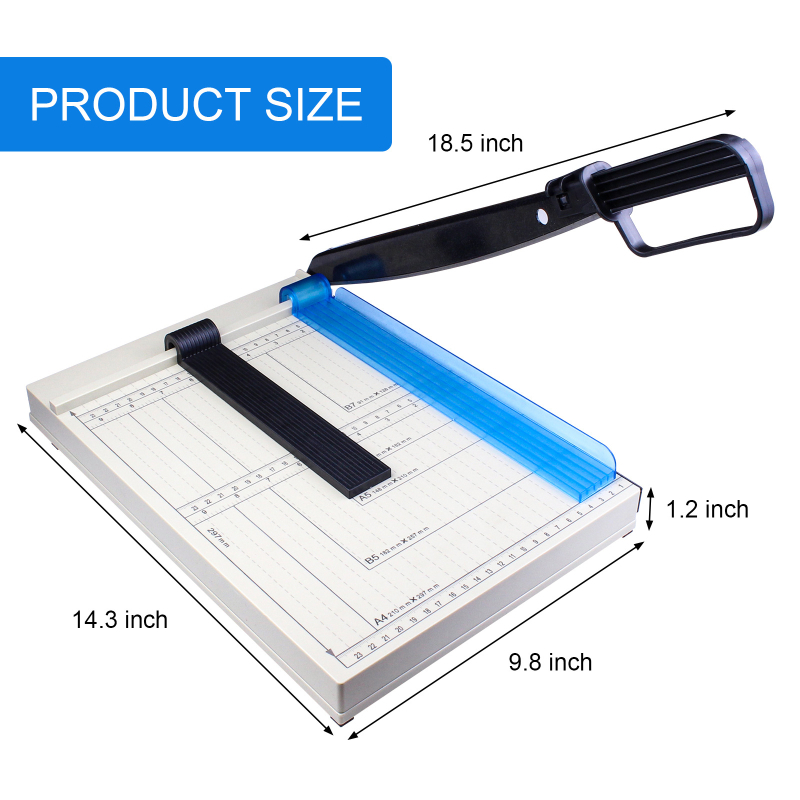 Χειροκίνητος κόφτης χαρτιού Α4 με αφαιρούμενο πιεστήριο γκιουλιτίνης — πλαστικό, διάσταση κοπής 297x240 mm