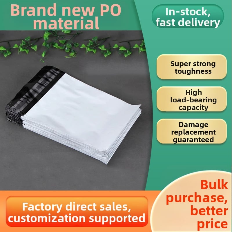 Ekspresinis maišelis iš PO medžiagos, 100% grynas medžiaga, savarankiškai lipuojamas, karšto lydymo klijai, logotipo spauda