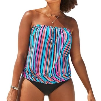 Dvije dijelni bikini s prugama, jastučići u grudima, bez metalne potpore, najlon 82%, podstava poliester 90%, težina 360 g
