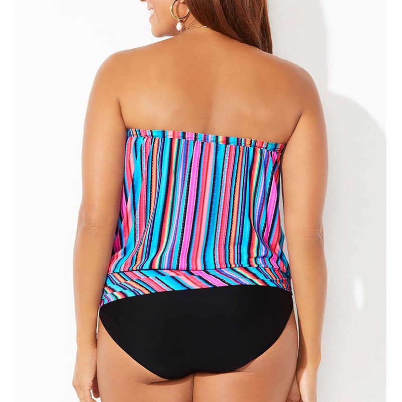 Dvije dijelni bikini s prugama, jastučići u grudima, bez metalne potpore, najlon 82%, podstava poliester 90%, težina 360 g