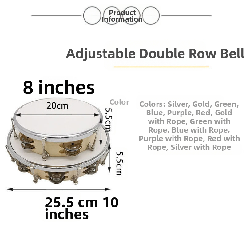 Tamburín s dvojradovými zvonkami, drevené telo, Back Wave Instrumental Music – príslušenstvo