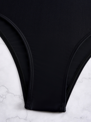 Μονόσωμο μαγιό για γυναίκες με halter-neck, πάνελ από δίχτυ, μονόχρωμο σχέδιο, ύφασμα νάιλον, επένδυση πολυεστέρα-ελαστάν