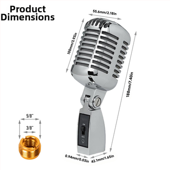 GM-55 δυναμικό μικρόφωνο XLR για σκηνή και ζωντανές εμφανίσεις, απόκριση συχνοτήτων 20 Hz–20 kHz, SNR ≥95 dB, έξοδος XLR, κατάλληλο για σκηνή, KTV και συνεντεύξεις