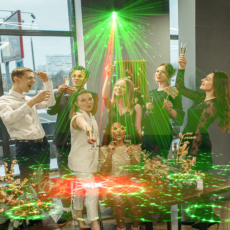 Мини лазерна светлина YF-R60 – LED + лазер, 5V, за KTV зали, рождени дни и семейни партита