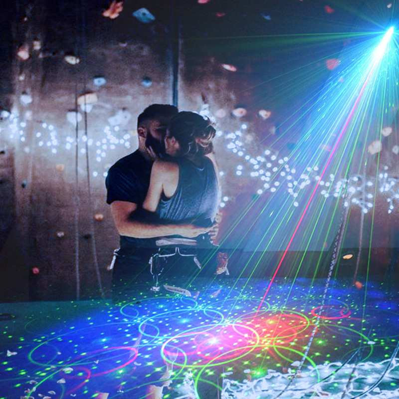 Мини лазерна светлина YF-R60 – LED + лазер, 5V, за KTV зали, рождени дни и семейни партита