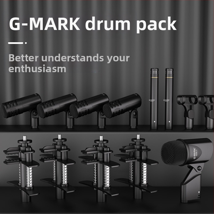 Комплект барабанни микрофони за сцена, кондензаторни, кардиоиден, за музикални инструменти и лайв изпълнения, модел 4.7, безжично съвместим