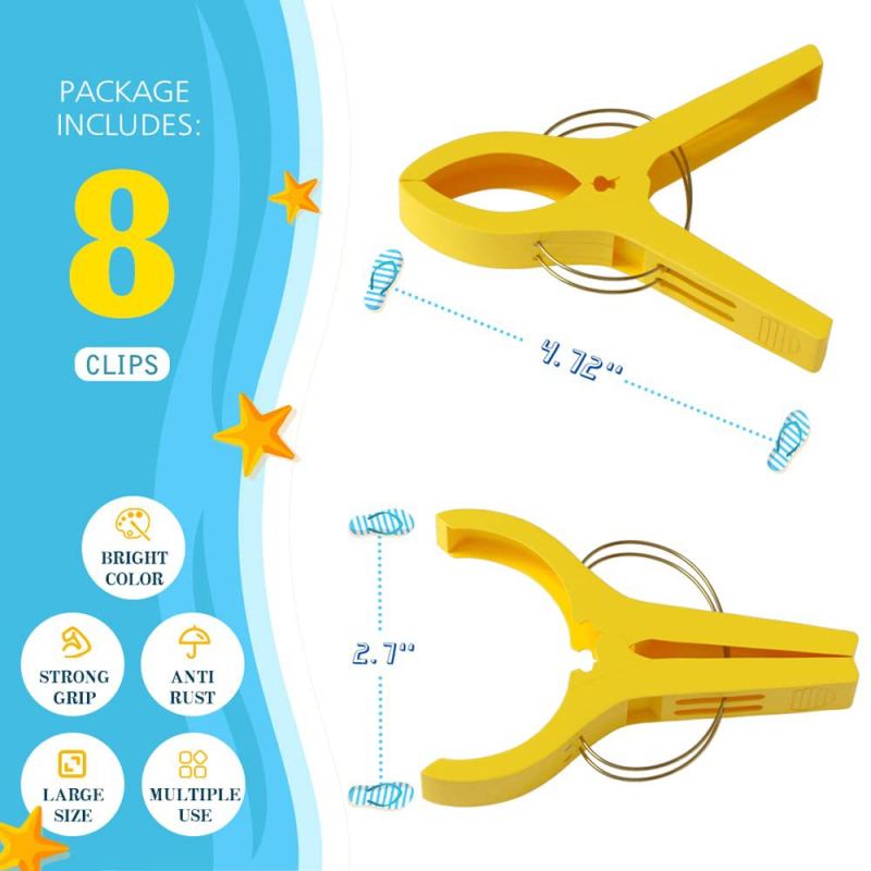 Rankšluosčio klipas — plastmasinis, modelis 39, 8 vnt. pakuotė, šiuolaikinis minimalistinis dizainas