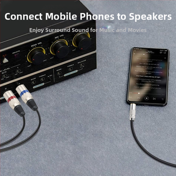 3.5mm към 2×XLR аудио кабел, медно ядро, златно покритие, RoHS сертифициран