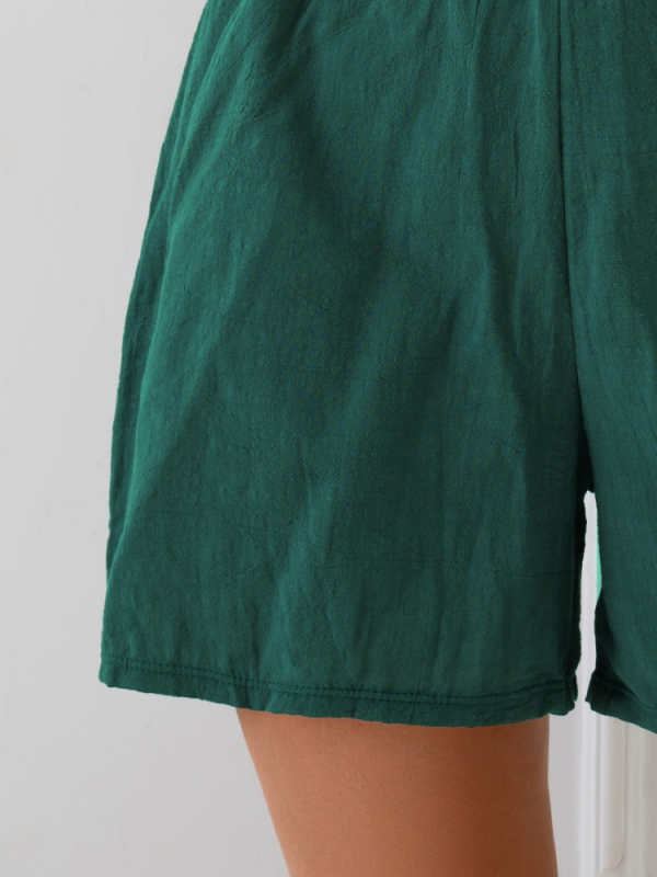 Βαμβακερά κοντά παντελόνια με φαρδιά γραμμή, χαλαρή εφαρμογή, υψηλή μέση, ίσια γραμμή