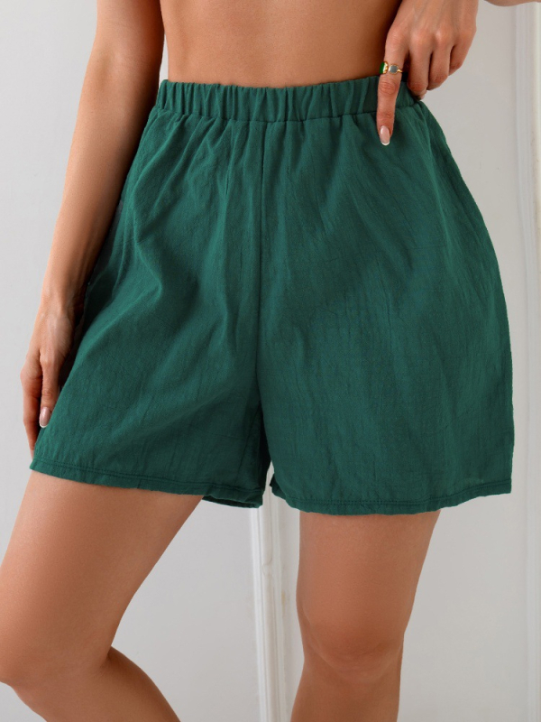 Βαμβακερά κοντά παντελόνια με φαρδιά γραμμή, χαλαρή εφαρμογή, υψηλή μέση, ίσια γραμμή