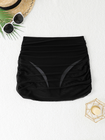 Ženski bikini kostim s mrežastim panelima, visokim strukom, poliester 82/18, za plivanje i šetnju u vodi