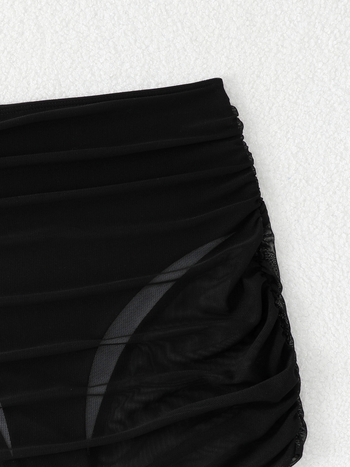 Ženski bikini kostim s mrežastim panelima, visokim strukom, poliester 82/18, za plivanje i šetnju u vodi