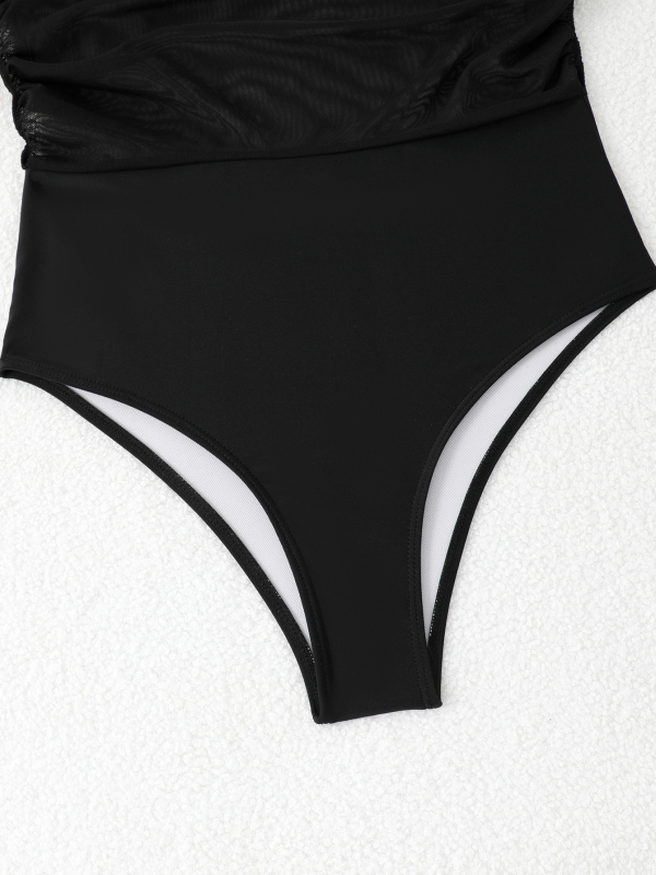 Ženski bikini kostim s mrežastim panelima, visokim strukom, poliester 82/18, za plivanje i šetnju u vodi