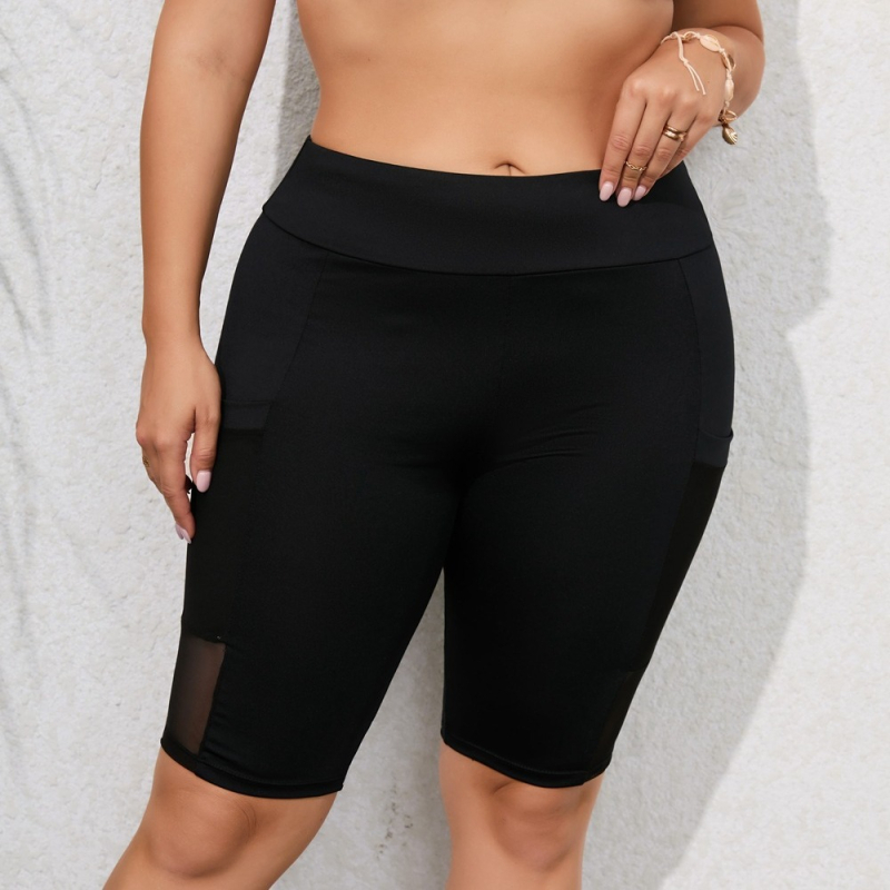 Γυναικείο μαγιό κολύμβησης με ψηλή μέση, γρήγορο στέγνωμα, μποξέρ στυλ, μονόχρωμο σχέδιο, πολυεστέρα με επένδυση 7% σπάντεξ