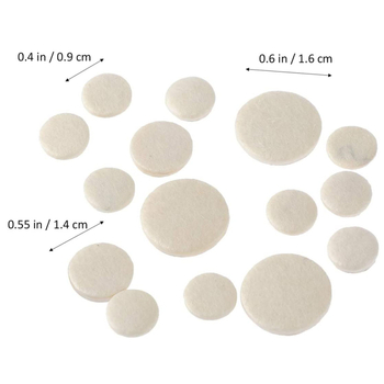 Σετ επισκευής κλαρινέτου — μαξιλαράκια φελλού για τα ηχητικά ανοίγματα, 17 τεμάχια, μοντέλο φελτ + γούνα προβάτου, συσκευασία OPP, μάρκα Small Decibel