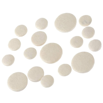 Σετ επισκευής κλαρινέτου — μαξιλαράκια φελλού για τα ηχητικά ανοίγματα, 17 τεμάχια, μοντέλο φελτ + γούνα προβάτου, συσκευασία OPP, μάρκα Small Decibel