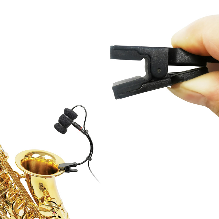 Стойка за лавалер микрофон за саксофон на сцена с регулируем гъвкав шлейф, конструкция от меко лепило и метал, тегло 55 g