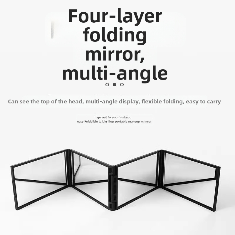 Sklopné štvorstranné zrkadlo na domáce zostrihy, vidíte zadnú časť hlavy, zrkadlo na líčenie, ABS rám