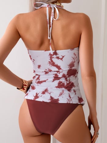 Tankini kupaći kostim s halter izrezom, pokriva trbuh, bez rukava briefs; tkanina 82% poliester, podstava 100% poliester, težina 195 g