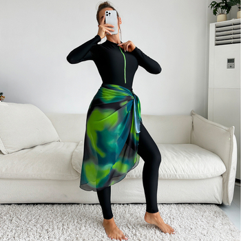 Συντηρητικό μαγιό για γυναίκες μουσουλμάνες με μακριά μανίκια και παντελόνι – εξωτερικό ύφασμα νάιλον, 82% πολυεστέρας, επένδυση νάιλον, βάρος 450 g, κατάλληλο για κολύμβηση και υδάτινες δραστηριότητες