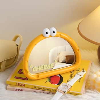 Επιτραπέζιος καθρέφτης μακιγιάζ με χαριτωμένο καρτούν σχέδιο, κατασκευή από ρητίνη, μοντέρνος και απλός στυλ, με βάση