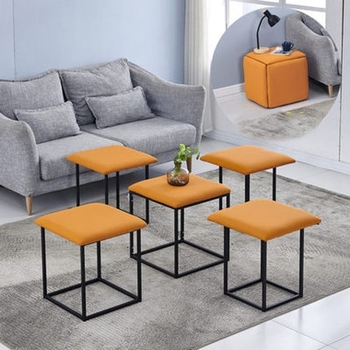 Скандинавски многофункционален кубообразен стол за хол – метална конструкция, модел LH 29 20 022, стил модерен минималистичен, персонализирани образци