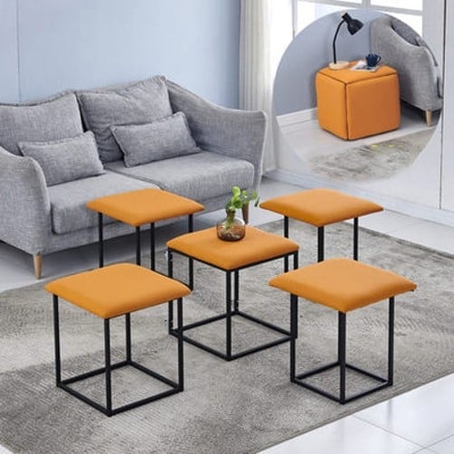 Скандинавски многофункционален кубообразен стол за хол – метална конструкция, модел LH 29 20 022, стил модерен минималистичен, персонализирани образци