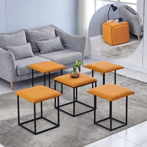 Скандинавски многофункционален кубообразен стол за хол – метална конструкция, модел LH 29 20 022, стил модерен минималистичен, персонализирани образци