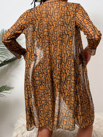 Tinklelinis tris dalių bikinio komplektas su spauda – poliesteris, 82/18 mišinys