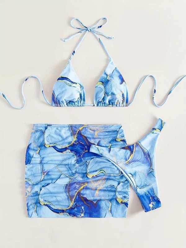 Trys dalių bikinio komplektas, nailonas; spandex 82/18