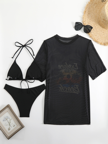 Σεξουαλικό μπικίνι με εκτυπωμένο σχέδιο και επένδυση στο στήθος – πολυεστέρας, γυναικείο μαγιό