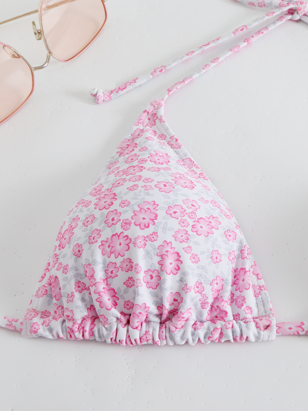 Moterų trikampių komplektas su atvira nugara, dirželio juosta ir wrap plaukai, poliesteris