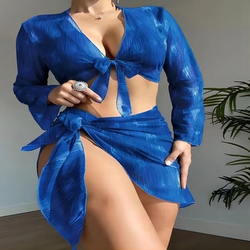 Moterų tris dalių maudymosi kostiumėlis su spauda, poliesterio audinys su poliesterio pamušalu, su krūties pagalvėlėmis, tinkamas plaukimui