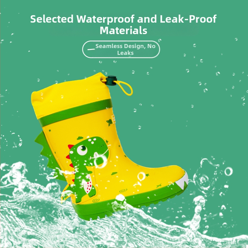 Дъждовни ботуши за деца – серия Динозавър-Единорог, гумена горна част, карикатурен дизайн, есенно-зимни, за деца на възраст 4–12 години.