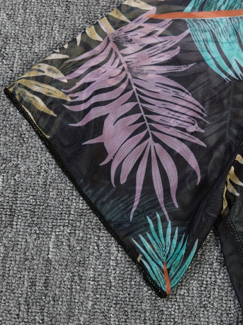 Ολόσωμο μαγιό με φλοράλ σχέδιο, με επενδυμένες κάλυψεις στήθους, χωρίς μπανέλες, 82% σπαντέξ, κοντό μανίκι