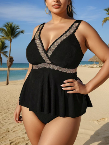 Set de costum de baie din două piese pentru femei, cu căptușeală în cupe, țesătură poliesterică ce se usucă rapid, imprimeu floral, fără mâneci