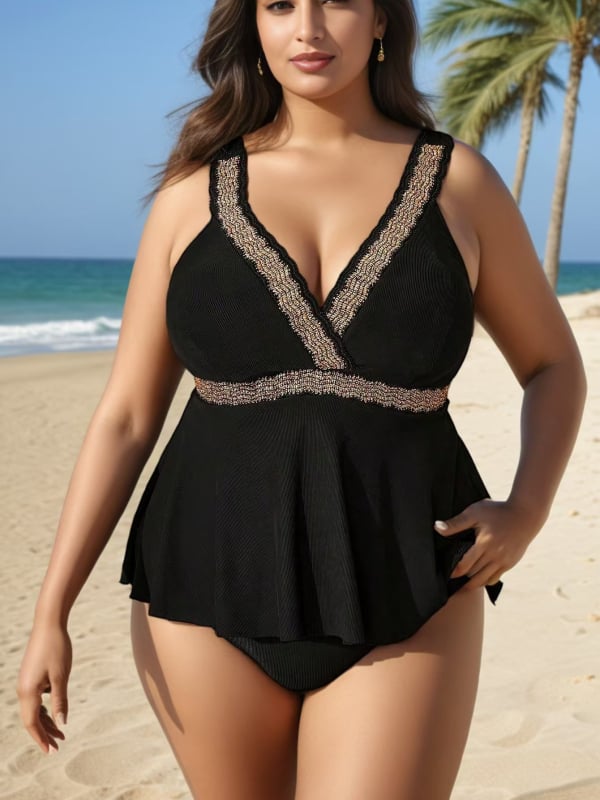 Set de costum de baie din două piese pentru femei, cu căptușeală în cupe, țesătură poliesterică ce se usucă rapid, imprimeu floral, fără mâneci