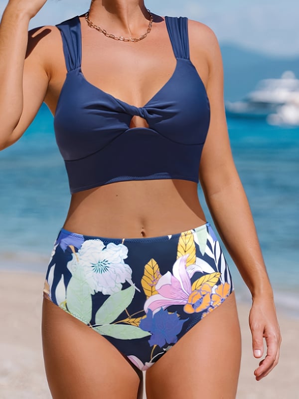 Costum de baie din două piese, cu top burete, fără mâneci, poliester 82/18