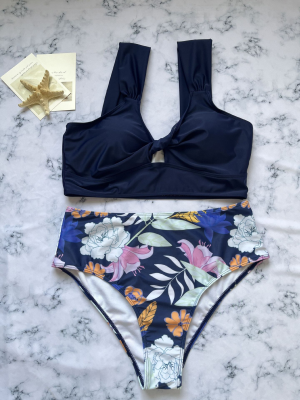 Costum de baie din două piese, cu top burete, fără mâneci, poliester 82/18