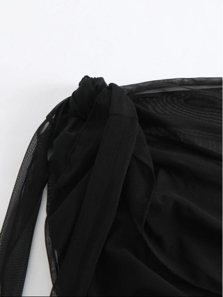 Γυναικείο κοντό φόρεμα παραλίας από chiffon, wrap στυλ