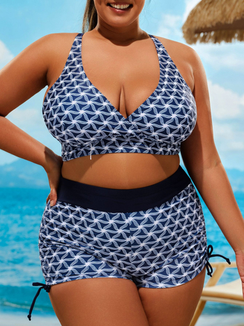 Costum de baie din două piese pentru femei, imprimare digitală, top căptușit, material: nailon 82%, căptușeală poliester 18%, potrivit pentru înot.