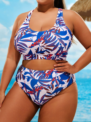 Női kétrészes fürdőruha digitális mintával, ujjatlan, melltartóbetéttel, nylon 82% és poliészter bélés 18%