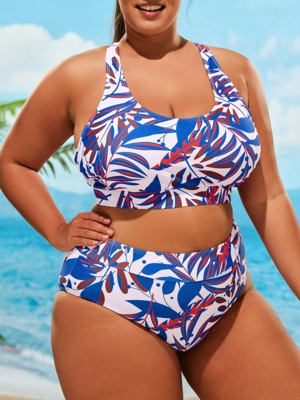 Női kétrészes fürdőruha digitális mintával, ujjatlan, melltartóbetéttel, nylon 82% és poliészter bélés 18%