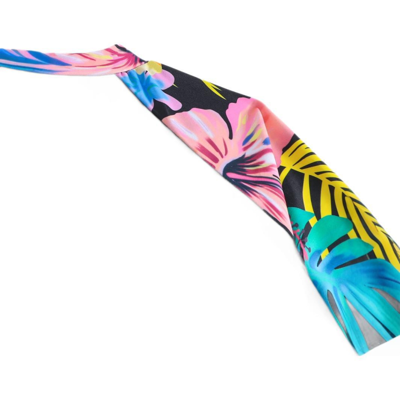 Hosszú ujjú napvédő fürdőruha virágmintával, mellpárnával, poliészter anyag és spandex bélés